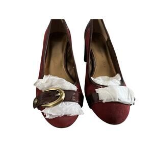 Anne Klein iflex Akradka Suede and Leather Red Pumps with Buckle Women's size 6M